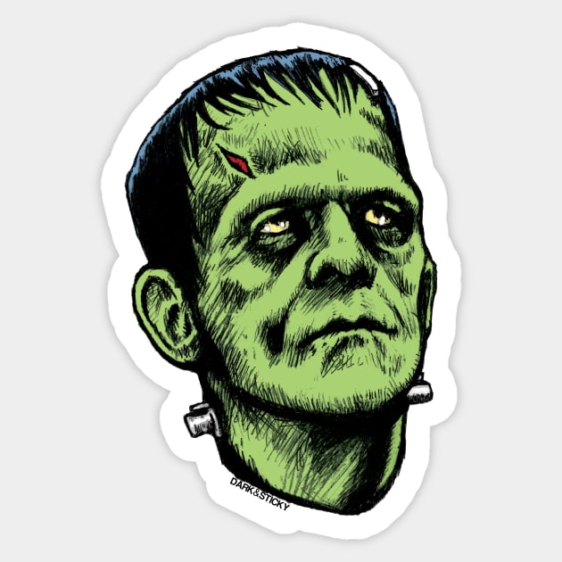 Frankenstein classic horror monster- Green Sticker by Dark & Sticky